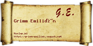 Grimm Emilián névjegykártya